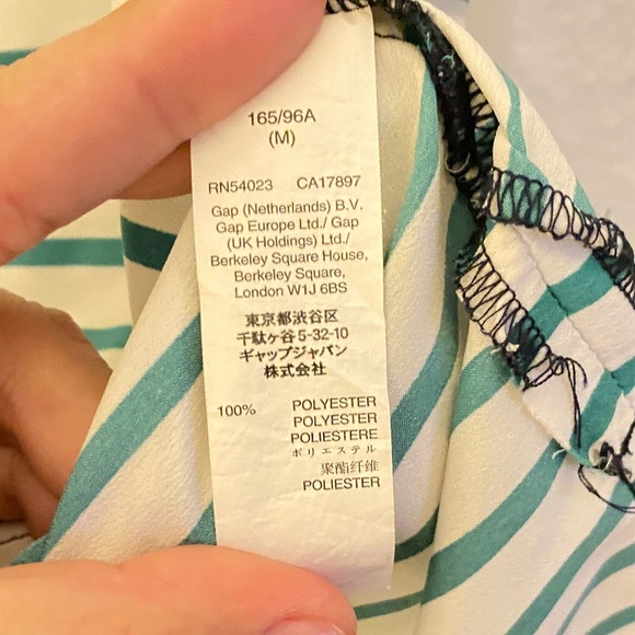 GAP, navy with white and green stripes blouse, size M. - Picture 4 of 5
